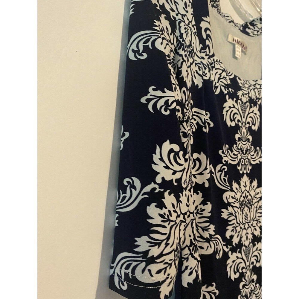Nico La Blue Bodycon Dress Small Short Sleeve Blue White Floral Pattern - Picture 9 of 10